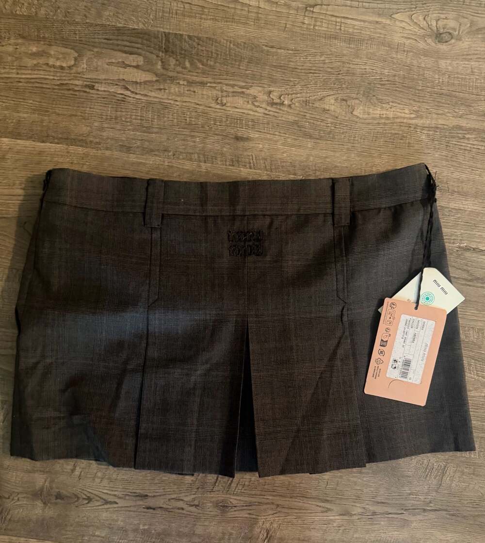 Miu Miu Plaid Wool Mini Skirt